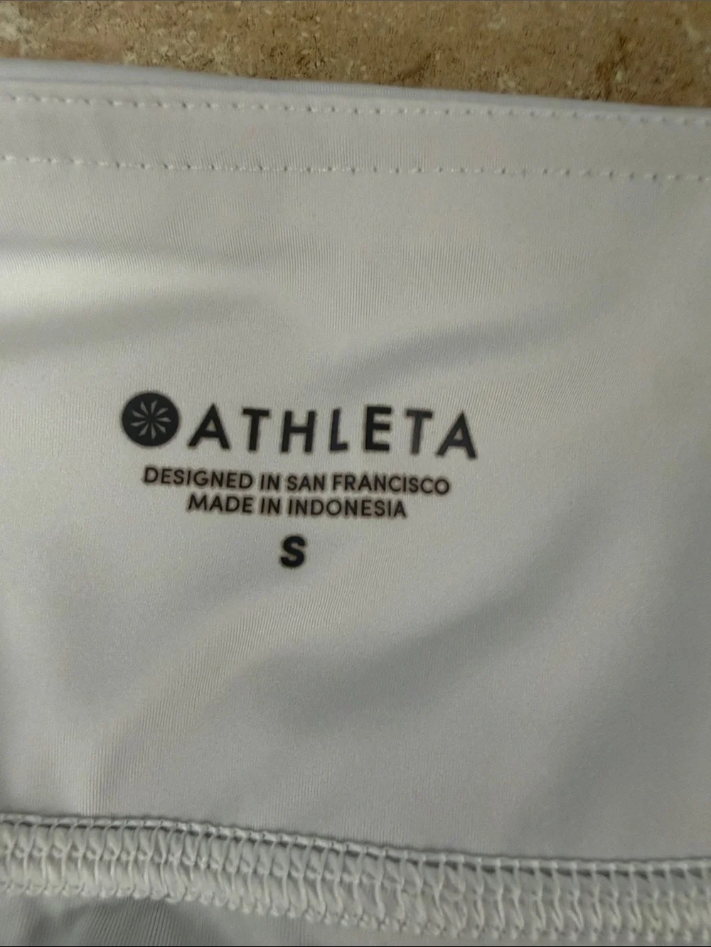 Athleta Run with ItBeige Camo Athletic Shorts - White Waistband SzS